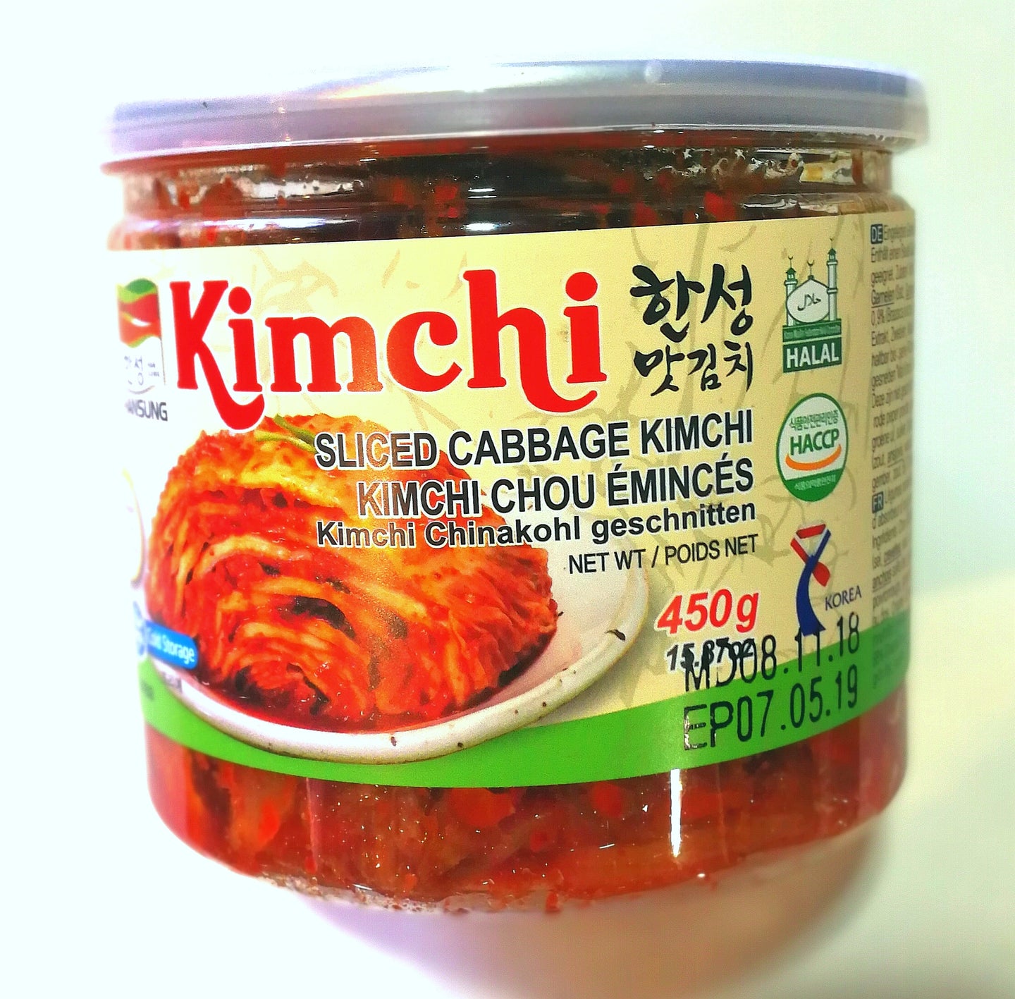 韩国汉盛泡菜450g(Kimchi encurtido coreano 450g)